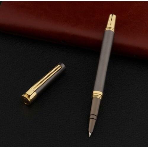 High quality 385 Fountain Pen Metal Gun gray Finance Hooded Nib Spin Stationery Office Supplies Ink Pens For Writing