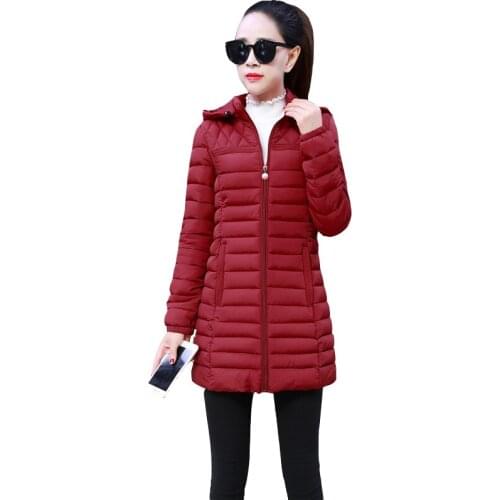 Woman Spring Thicken Warm Jacket Ultra Light Down Cotton Jacket Long Neck Coat Slim Solid Winter Jackets Portable Parker Coat