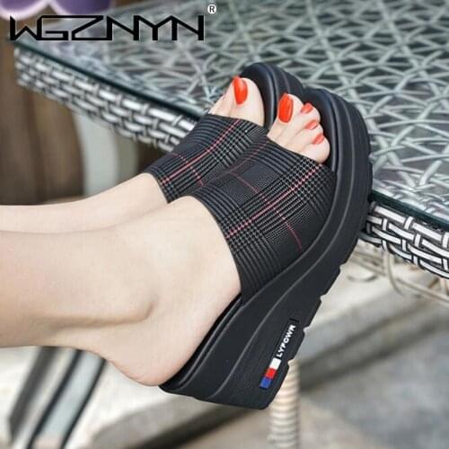 2021 Hot Sale Women Shoes Summer Fashion PU Leather Leisure Shoes Women Platform Wedges Fish Mouth Sandal Thick Bottom Slippers