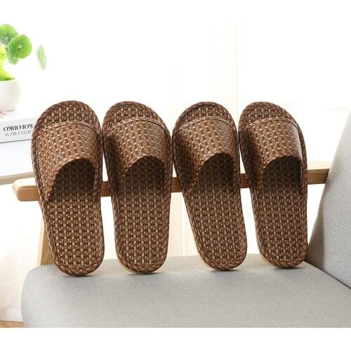 Women Men Summer Home Slippers Indoor Shoes 2020 New Casual Flax Slides Belt Linen Slippers Ladies Flip Flops Sandals