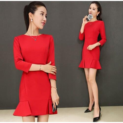 2016 Spring New Fashion Women Plus Size 3XS-10XL Slim Fit Mini Ruffle Dress Ladies Sexy Retro Vintage Mermaid Fishtail Dresses