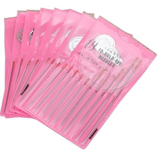 10pcs/Set Embroidery Tool Cross Stitch Needles Steel Sewing Needle Multi Purpose Large Eye for Household Gold Plated