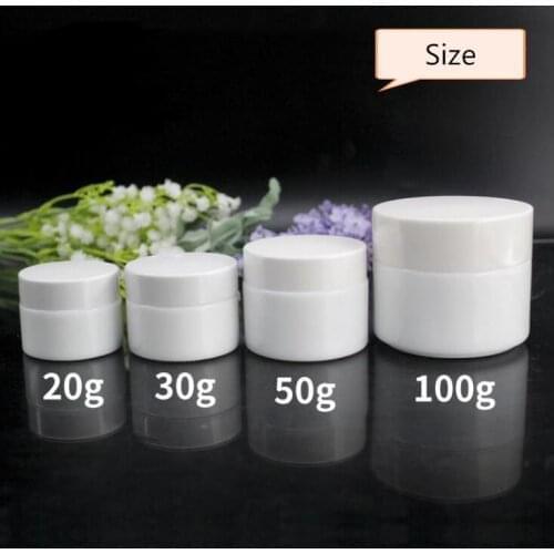 200PCS/LOT White 20g 30g 50g Glass Jar White Porcelain Cosmetic Jars with Inner PP liner Cover for Lip Balm Face Cream