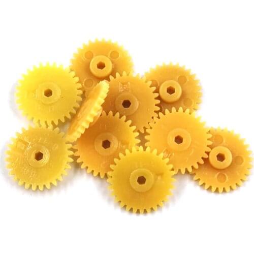 281.8B 0.5M Hexagonal Shaft Hole Gear Wheel Drive Car Toy Accessories Science and Technology Gear Parts 10pcs/lot
