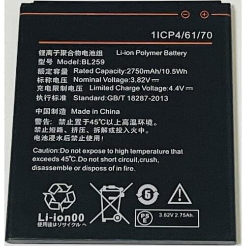 3.82V 2750mAh BL259 For Lenovo A6000 Shot A6000+ A6000-l A6000Plus A6010 A6010Plus Battery