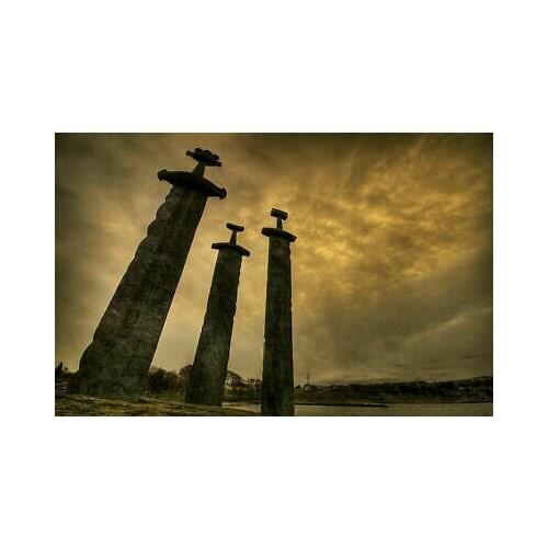The 3 Giant Viking Swords of Norway Sverd I Fjell Art Film Print Silk Poster Home Wall Decor 24x36inch