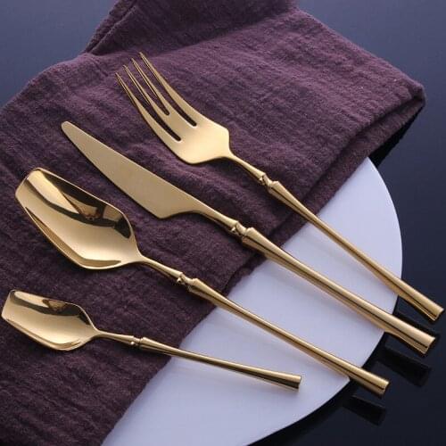 4PCS Western Dinnerware Set 304 Stainless Steel Cutlery Set Fork Knife Spoon Tableware Set Flatware Set Silverware Set
