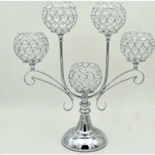 5 head silver plated cited candle holders wedding master table candlestick stage T road lead birthday party decoration 10pcs/lot