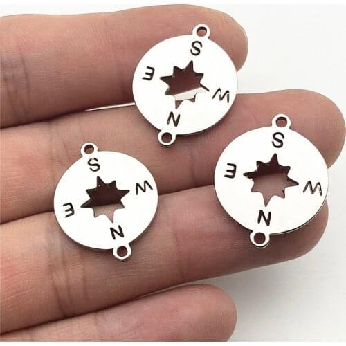 5pcs 18*23mm Compass Charm Wholesale 100% Stainless Steel Compass Pattern Diy Charms For Jewelry Handmade Making