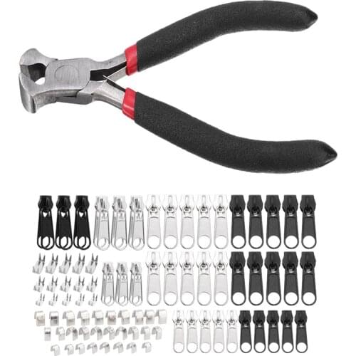 85pcs/set Install Plier Zipper Kit Universal Metal Zipper Head Install Plier Replacement Slider for Repairing Clothing Bag Tents