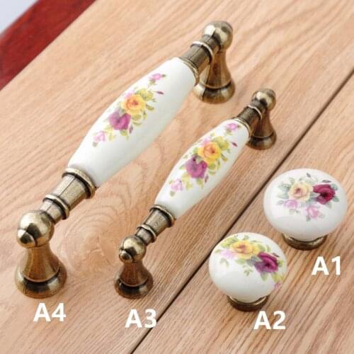 96mm 128mm rustico rural ceramic kitchen cabinet dresser door handle bronze drawer knob pull vintage style furniture handles 5"