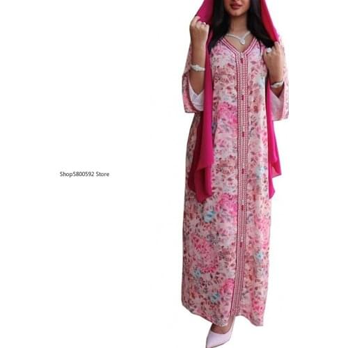 African Dresses Women Dubai Abayas Modest Maxi Dress Moroccan Long Sleeve Muslim Kaftan Islamic Abaya Africa Clothing