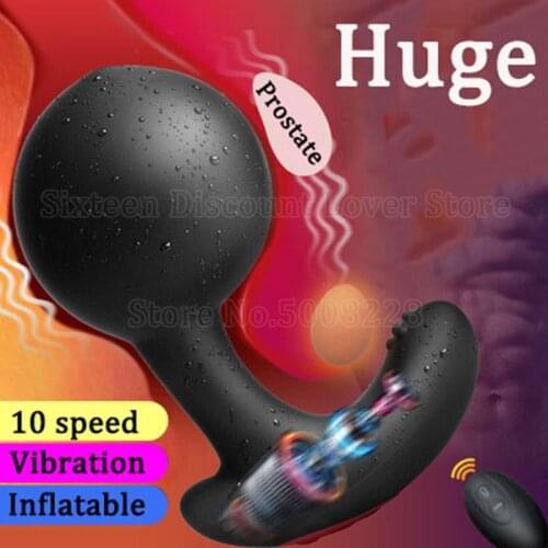 New Huge Pump Inflatable Anal Plug Wireless Remote Control Male Prostate Massager Expansion Butt Plug Vibrator Sex Toys For Men