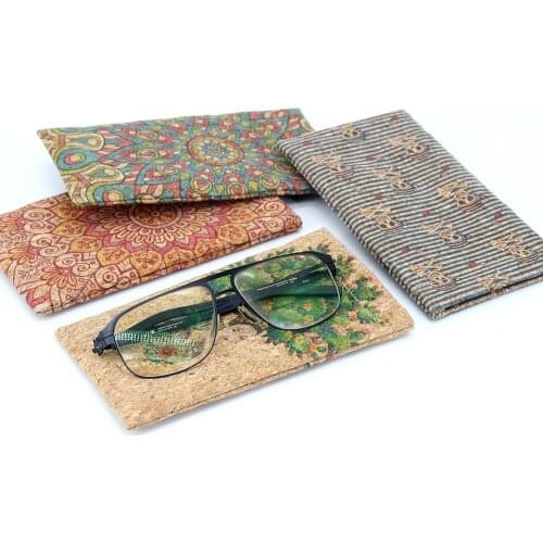 FLORAL PATTERN CORK EYEGLASS CASE VEGAN SUNGLASSES COVER