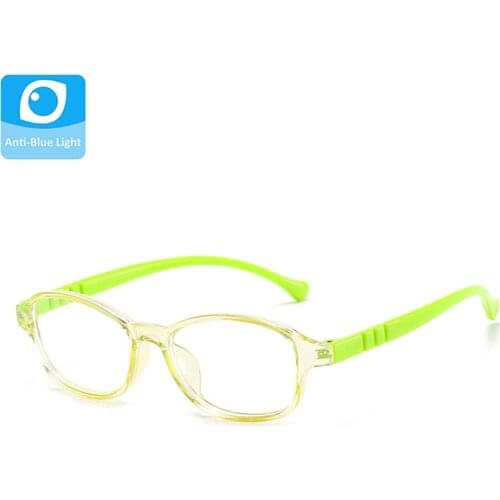 Child Anti Blue Light Blocking Glasses Boys Girls Classic Square Green Plastic Eyeglasses Frame Kids