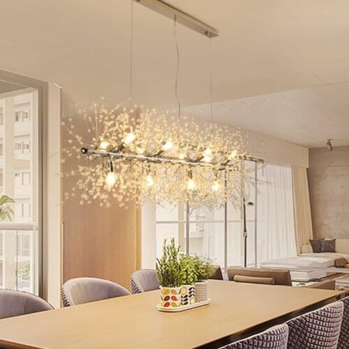 Long crystal LED chandelier Home dining room bedroom study lamp Coffee shop bar restaurant decoration chandelier