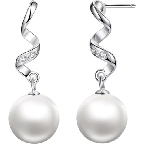 Wavy Rhinestone Faux Pearl Long Drop Earrings Jewelry Women Valentines Day Gift hot