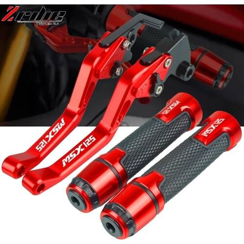 For Honda GROM MSX125 MSX 125 2014 2015 2016 2017 Motorcycle CNC Adjustable Foldable Brake Clutch Lever Handle Grips With logo