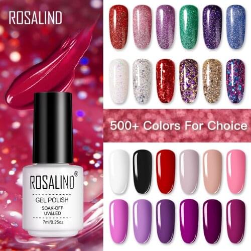 ROSALIND Gel Polish Nail Art 7ML Vernis Semi Permanent Top Coat Manicure Soak-Off UV White Bottle Hybrid Gel For Nail Polish