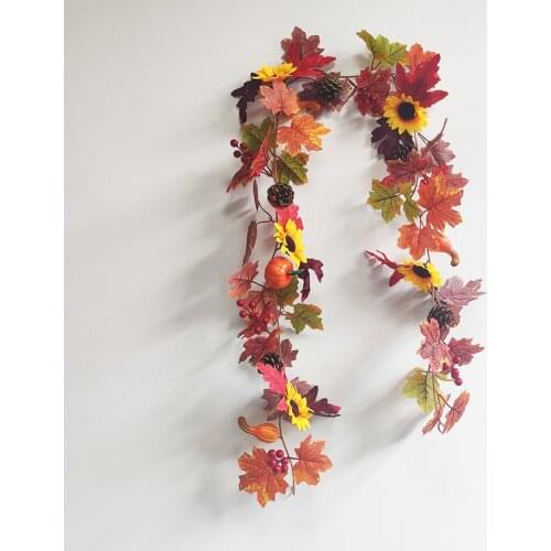 175cm Artificial Vine Autumn Maple Leaf Vine for Thanksgiving Party Home Office Foliage Garden Decoration Artificial Plants