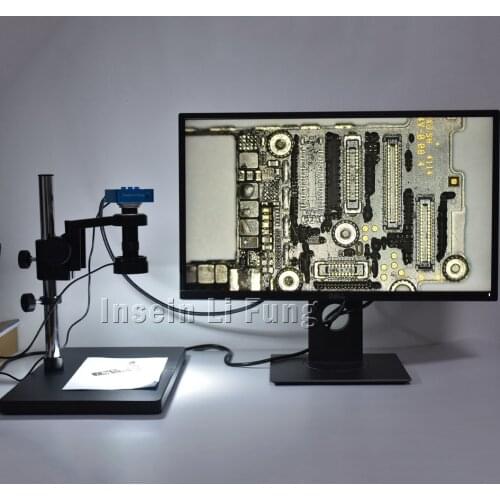 20MP HDMI USB Video Microscope Camera+High Working Distance Large Field of View 5-100X Zoom C-mount Lens+Large Bracket+LED Light