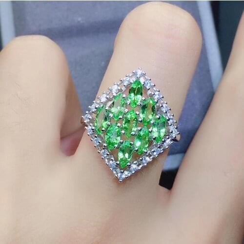 KJJEAXCMY fine jewelry 925 sterling silver inlaid natural Tsavorite new Female ring popular Support Detection