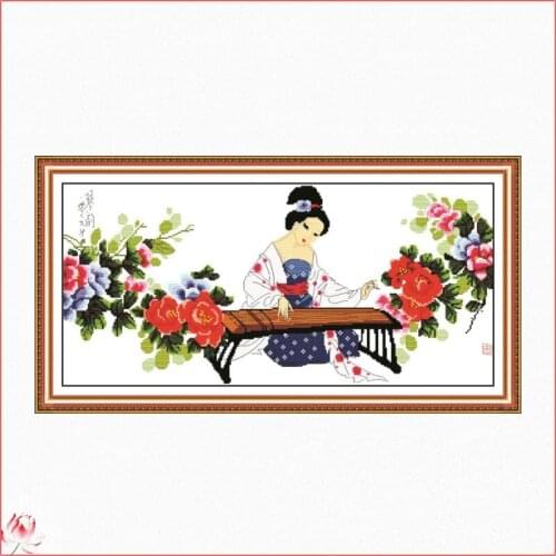 Beauty To Play The Piano Pattern Cross Stitch Kit DIY Embroidery Set 14CT 11CT Needlework Sewing Kit Home Decoration Crafts
