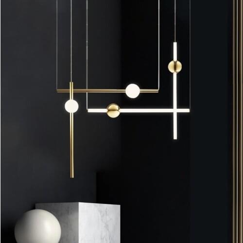 Nordic Metal Luminous Ball Light Luxury Led Restaurant Chandelier Modern Minimalist Staircase Bar Cafe Can Be Combined Lamps
