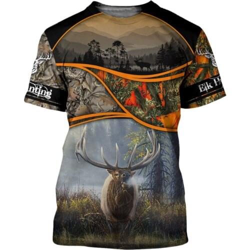 Fashion summer mens t-shirt hunting 3D deer print Harajuku short-sleeved shirt men and women casual t-shirt tops