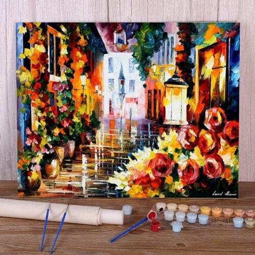 Street Flowers Paint By Numbers Kit Acrylic Paints 40*50 Oil Painting Loft Wall Picture For Adults Wall Art Handiwork