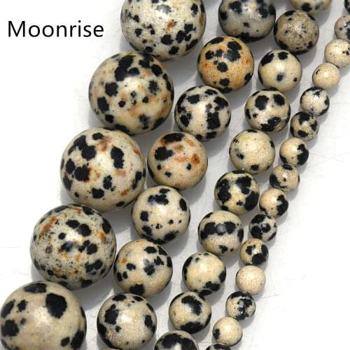 Natural Matte Frosted Dalmation Spot Gemstone 4/6/8/10/12mm Loose Beads 1Strand 15.5" For Bracelet Necklace Jewelry Making