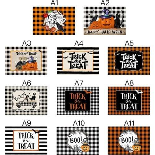 New Pumpkin Lattice Floor Mats Bedroom Carpets Doormat 40*60cm Halloween Terylene Entry Decoration Home Decorate Halloween Mat