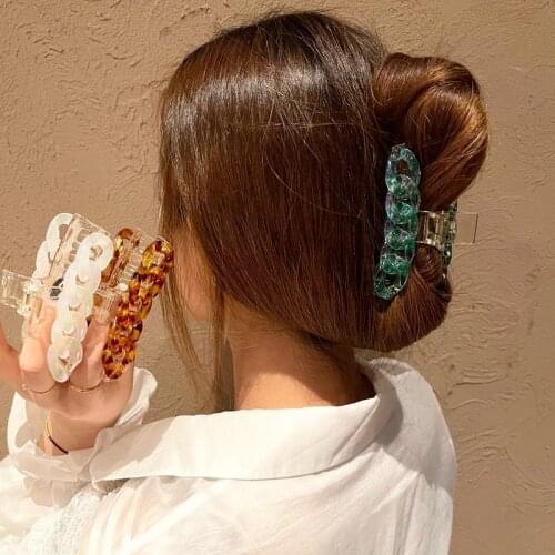 South Koreas Dongdaemun Spring/Summer New Chain Catch Leopard Shark Clamp Half Ball Pan Hair Catch Back Head Hair Clamp