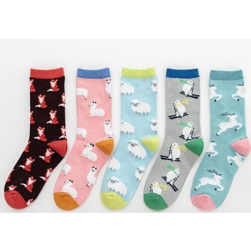 Peonfly Funny New Autumn Cute Cartoon Animal Cotton Sheep Bear Women Korean Version of Socks Fashion Street Happy Socks