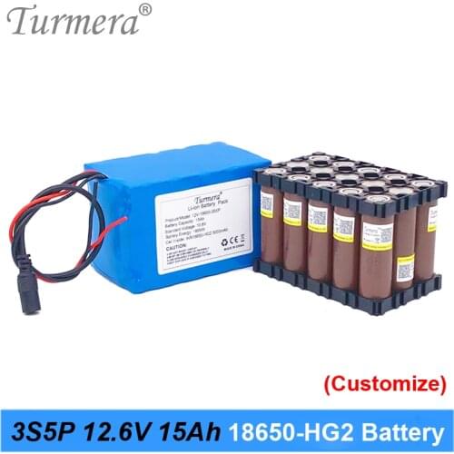 3S5P 12V 15Ah Rechargeable Lithium Battery Pack Use HG2 3000mAh battery with 40A BMS for uninterrupted power supply 10.8V 12.6V