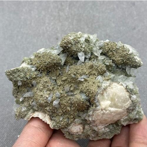 Natural calcite and pyrite symbiosis very perfect crystal ore specimen