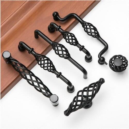 Drawer Knobs Wardrobe Door Pullers Furniture Handle Vintage Antique Bronze Cabinet Handles Hollow Out Birdcage Handles