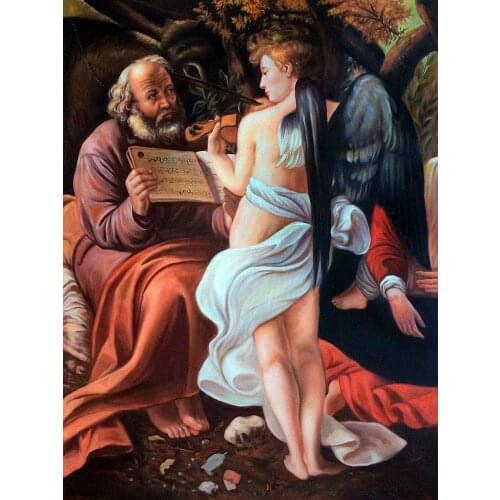 Hand Painted Canvas Oil Paintings Figure Wall Decor Rest on the Flight into Egypt Michelangelo da Caravaggio Painting Vertical