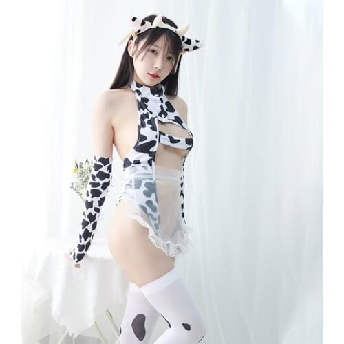 Cosplay Sexy Girls Lingerie Cows Hollowed-out Maids Dresses Role-playing Suits Private Uniforms Cute Underwear Set