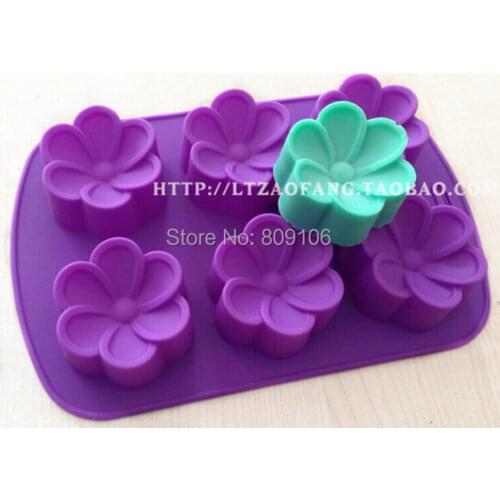 6 hole Plumeria rubra flower shape silicone Cake Mould chocolate mold Baking tool