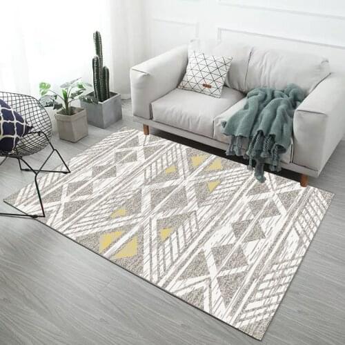 Modern minimalist Nordic style rectangular printed carpet floor mats for children crawling coffee table full of living room