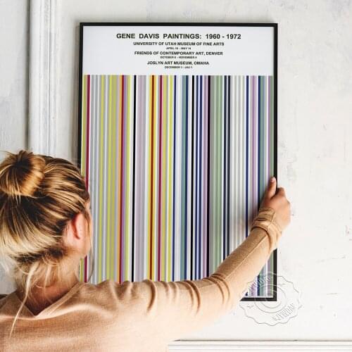 Famous Artist Gene Davis Vintage Exhibition Poster, Utan University Museum Joslyn Art Museum Painting, Line Prints Poster Deco