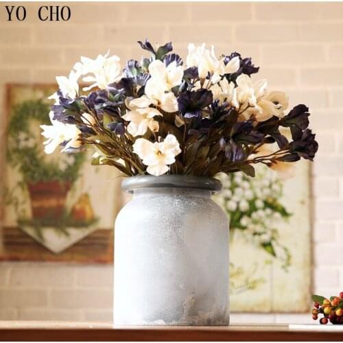 YO CHO DIY 1 PC 12 Heads White Calla Lily Wedding Flower Bouquet Artificial Silk Flowers For Home Party Decoration Fabric Flower