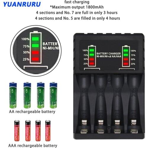Battery Charger for AAA/AA Rechargeable Battery 4 slot Short Circuit Protection with LED Indicator Ni-MH/Ni-Cd Charger