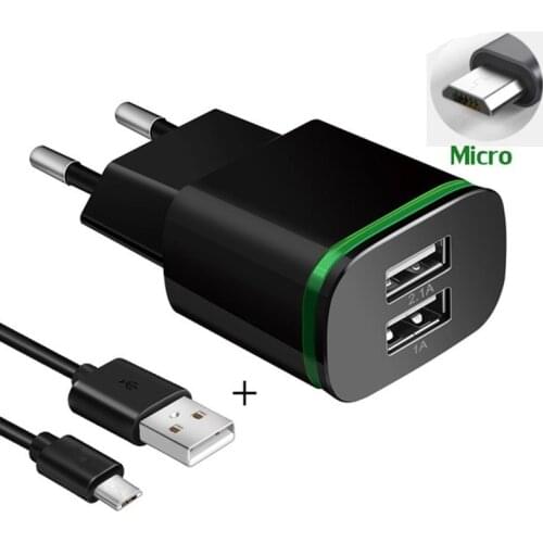 EU USB Charger 2A Fast Charging + 1M USB Charge Cable for Samsung Galaxy J2 Core J4 J6 2018 J3 J5 J7 2016 2017 A710 A510 J7 Neo