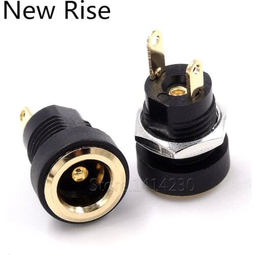100Pcs 3A 12v for DC Power Supply Jack Socket Female Panel Mount Connector 5.5mm 2.1mm Plug Adapter 2 Terminal types GOLD PLATED