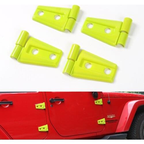 12pcs/set ABS Yellow/Green Hood Door Hinge Trim Cover Frame Decoration Fit For Jeep Wrangler JK 2 Door 2007-2016 Car Styling