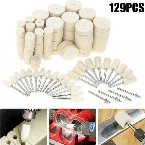 129pcs Felt Grinding Polishing Buffing Pads Rotary Tool Plastic Wheel Wool for Dremel Rotary Tools Accessories