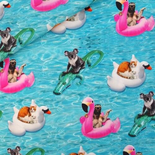 140cmx50cm - Cotton Poplin Fabric, animal fabric, crocdile,koala and cat