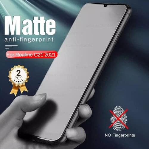 2PCS 9D Full Cover Matte Frosted 9H Screen Protectors Tempered Glass for Realme Realmi C21 C 21 21C 2021 6.5'' Phone Film Cover